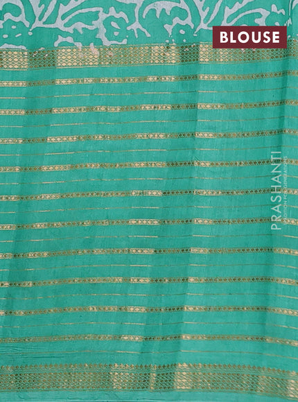 Teal Green Semi Chanderi Saree - Batik Prints