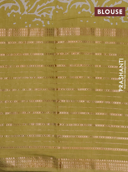 Pista Green Semi Chanderi Saree - Batik Prints