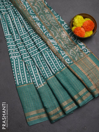 Green Semi Chanderi Saree - Batik Prints
