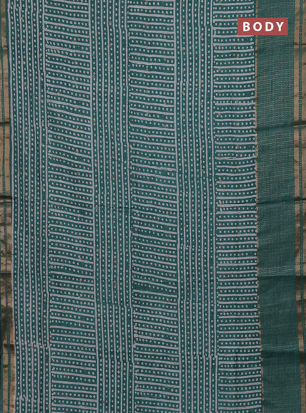 Green Semi Chanderi Saree - Batik Prints