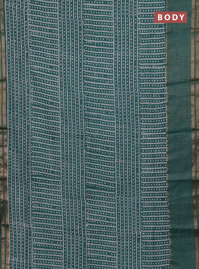 Green Semi Chanderi Saree - Batik Prints
