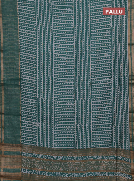 Green Semi Chanderi Saree - Batik Prints