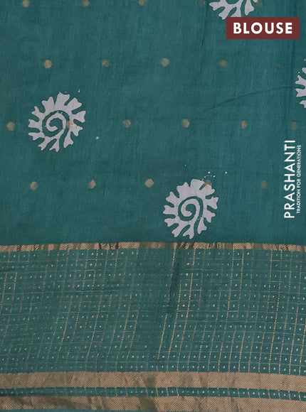 Green Semi Chanderi Saree - Batik Prints