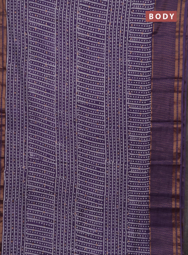 Violet Semi Chanderi Saree - Batik Prints