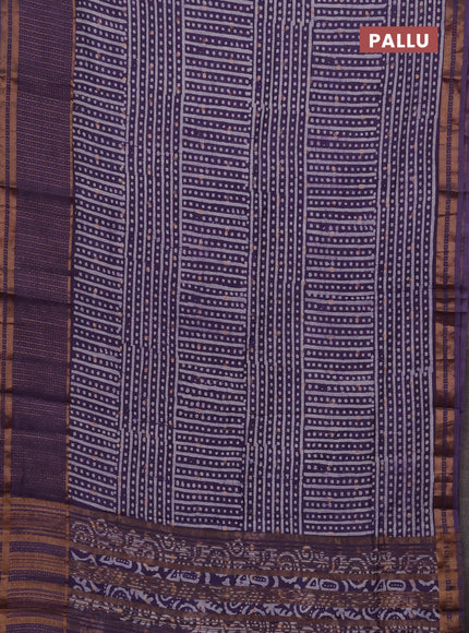 Violet Semi Chanderi Saree - Batik Prints