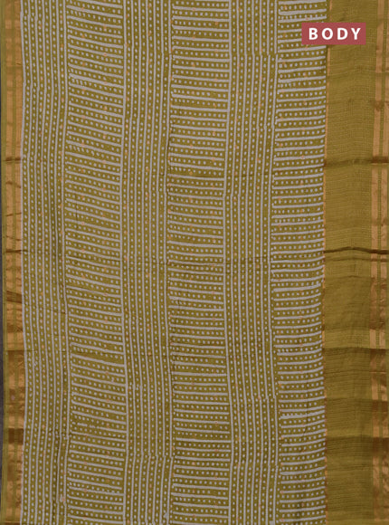Pista Green Semi Chanderi Saree - Batik Prints
