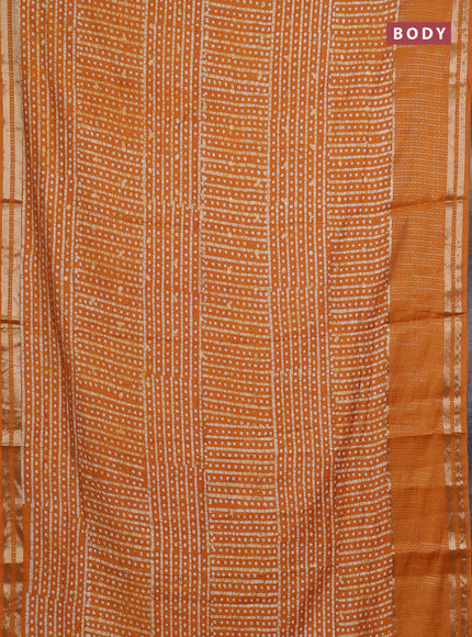 Mustard Yellow Semi Chanderi Saree - Batik Prints