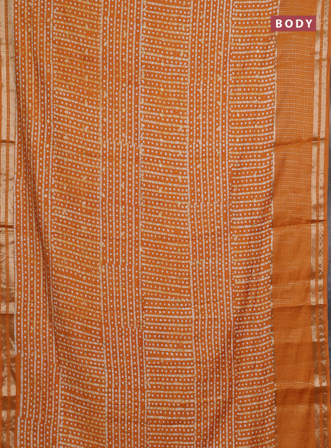 Mustard Yellow Semi Chanderi Saree - Batik Prints