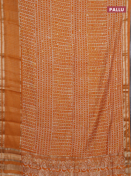 Mustard Yellow Semi Chanderi Saree - Batik Prints