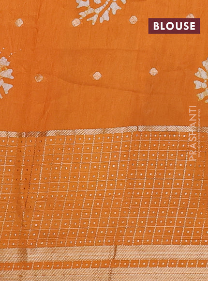 Mustard Yellow Semi Chanderi Saree - Batik Prints