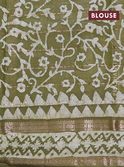 Mehendi Green Semi Chanderi Saree - Batik Prints