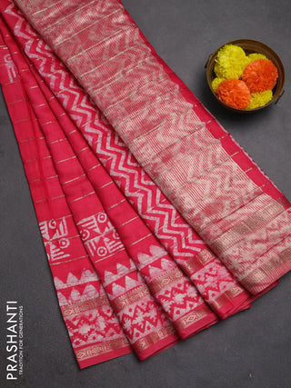 Pink Semi Chanderi Saree - Batik Prints