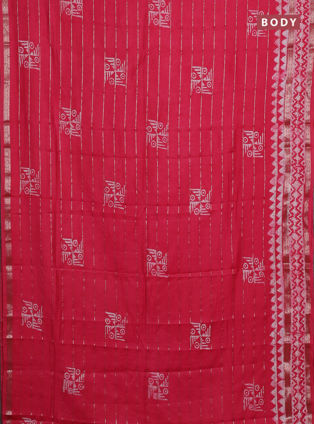 Pink Semi Chanderi Saree - Batik Prints