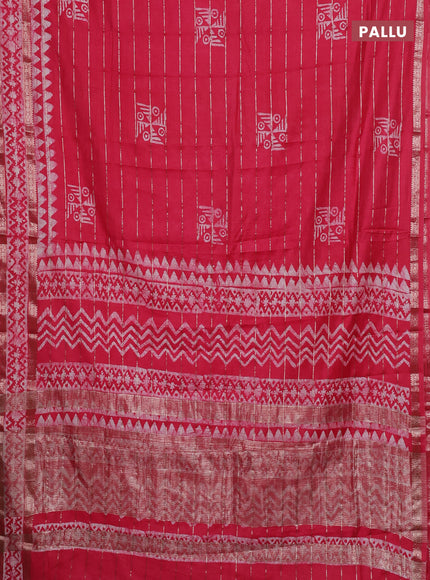 Pink Semi Chanderi Saree - Batik Prints