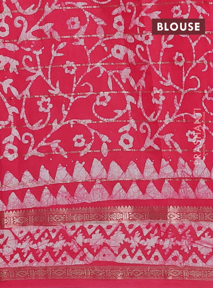 Pink Semi Chanderi Saree - Batik Prints