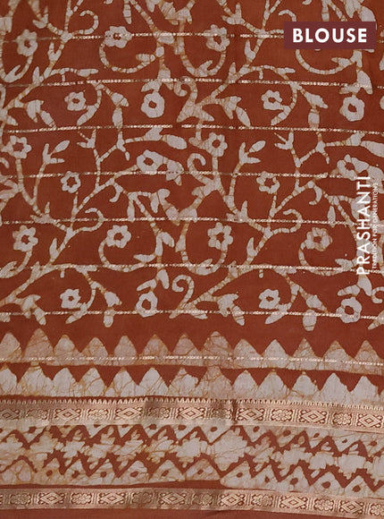 Brown Semi Chanderi Saree - Batik Prints
