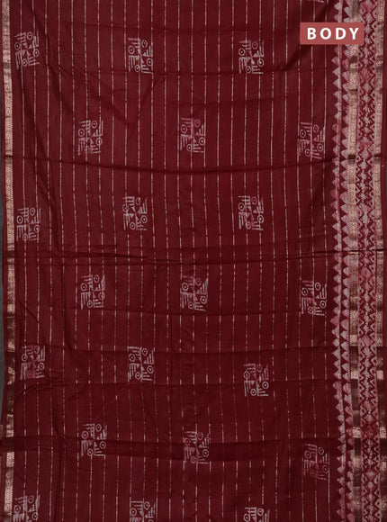 Maroon Semi Chanderi Saree - Batik Prints