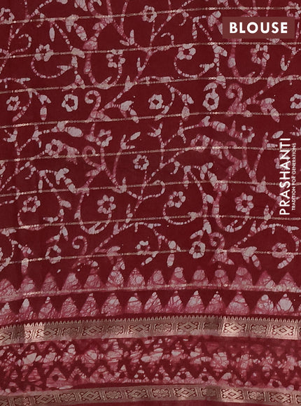 Maroon Semi Chanderi Saree - Batik Prints