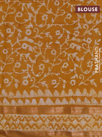 Mustard Yellow Semi Chanderi Saree - Batik Prints