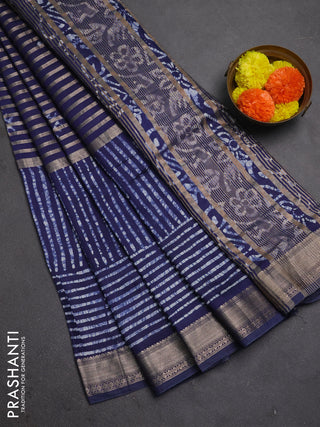 Blue Semi Chanderi Saree - Batik Prints