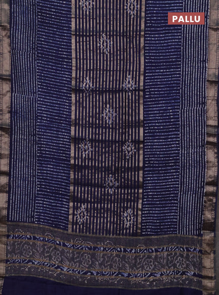 Blue Semi Chanderi Saree - Batik Prints