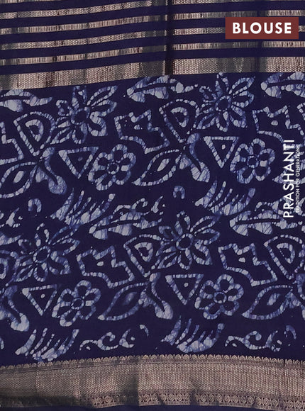 Blue Semi Chanderi Saree - Batik Prints