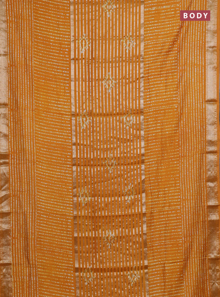 Mustard Yellow Semi Chanderi Saree - Batik Prints