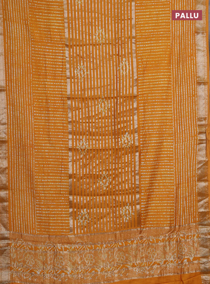Mustard Yellow Semi Chanderi Saree - Batik Prints