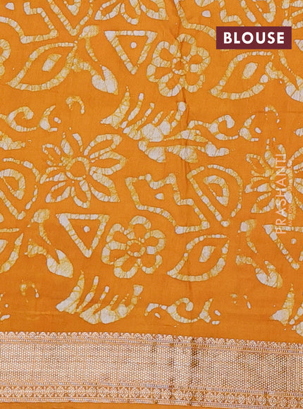 Mustard Yellow Semi Chanderi Saree - Batik Prints