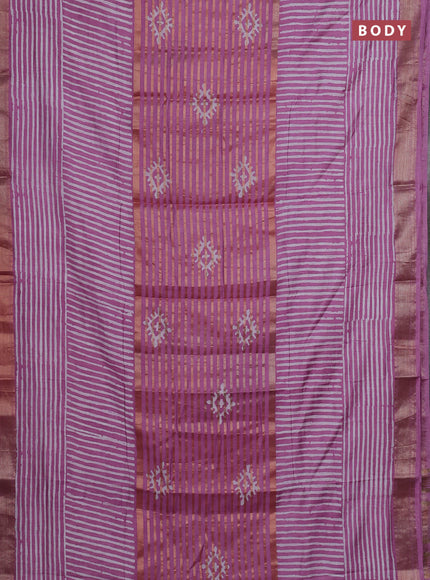 Mauve Pink Semi Chanderi Saree - Batik Prints