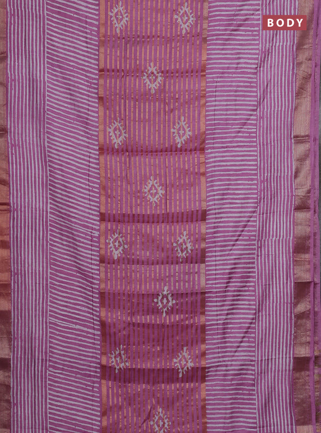 Mauve Pink Semi Chanderi Saree - Batik Prints