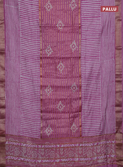 Mauve Pink Semi Chanderi Saree - Batik Prints