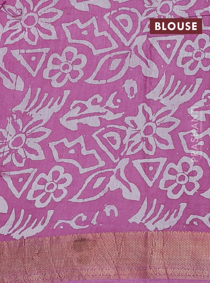 Mauve Pink Semi Chanderi Saree - Batik Prints