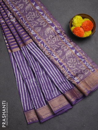 Violet Semi Chanderi Saree - Batik Prints