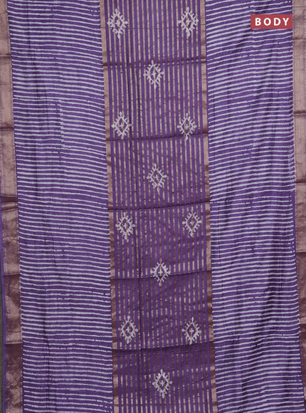 Violet Semi Chanderi Saree - Batik Prints