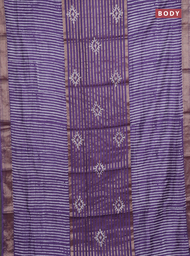 Violet Semi Chanderi Saree - Batik Prints