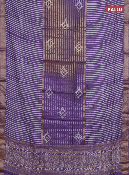 Violet Semi Chanderi Saree - Batik Prints