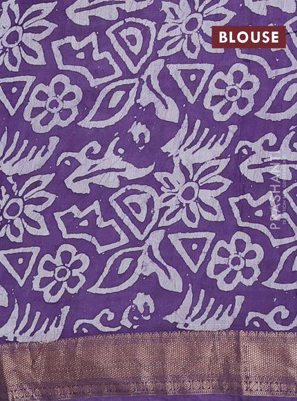 Violet Semi Chanderi Saree - Batik Prints