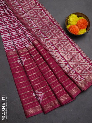 Magenta Pink Semi Chanderi Saree - Batik Prints