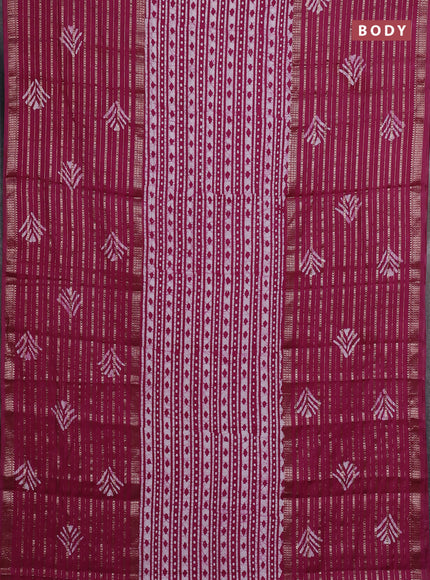 Magenta Pink Semi Chanderi Saree - Batik Prints