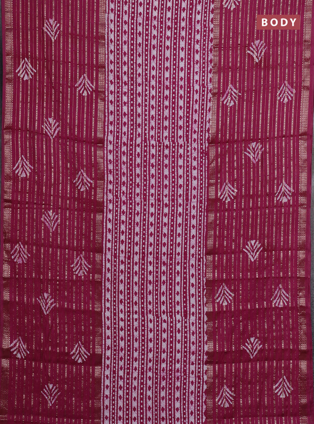 Magenta Pink Semi Chanderi Saree - Batik Prints