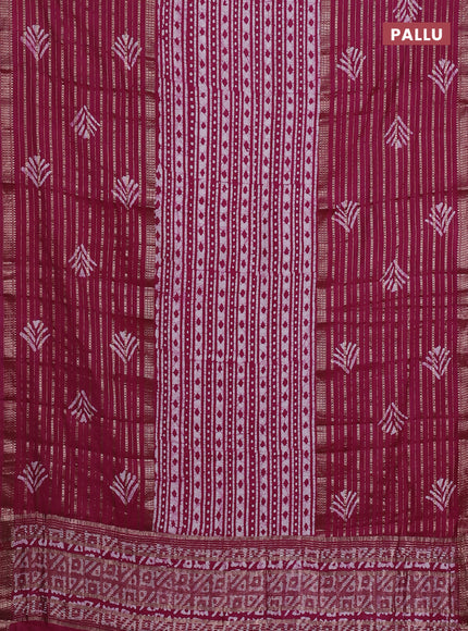 Magenta Pink Semi Chanderi Saree - Batik Prints
