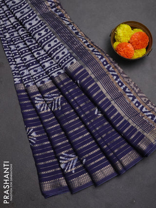 Blue Semi Chanderi Saree - Batik Prints