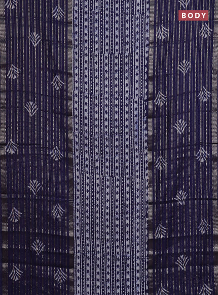 Blue Semi Chanderi Saree - Batik Prints