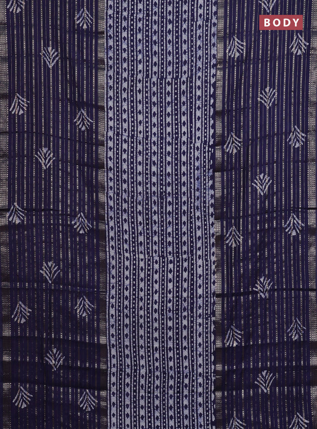 Blue Semi Chanderi Saree - Batik Prints