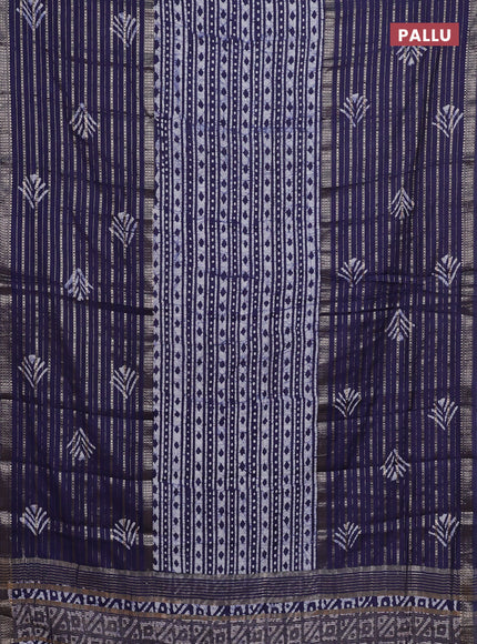 Blue Semi Chanderi Saree - Batik Prints