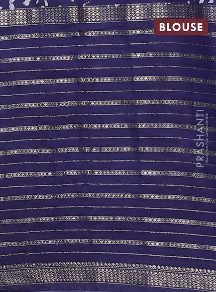 Blue Semi Chanderi Saree - Batik Prints