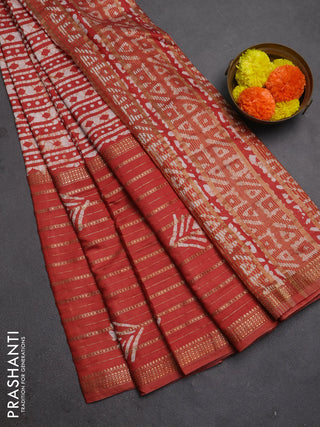 Rust Semi Chanderi Saree - Batik Prints