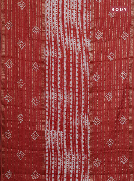 Rust Semi Chanderi Saree - Batik Prints
