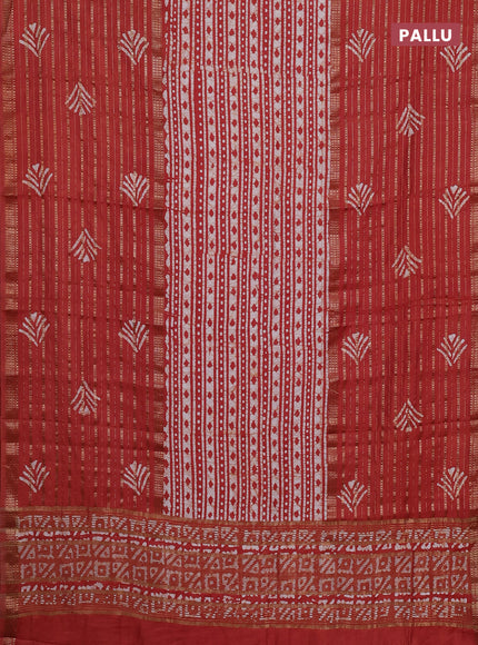 Rust Semi Chanderi Saree - Batik Prints